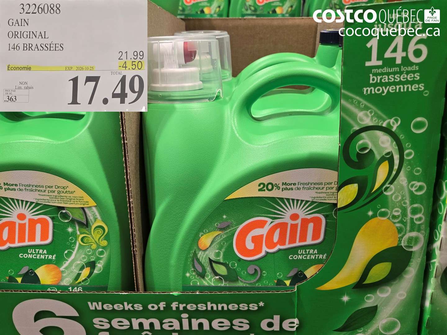 3226088 GAIN ORIGINAL 146 BRASSÉES ($4.50 INSTANT SAVINGS EXPIRES ON 2026-10-25) $17.49