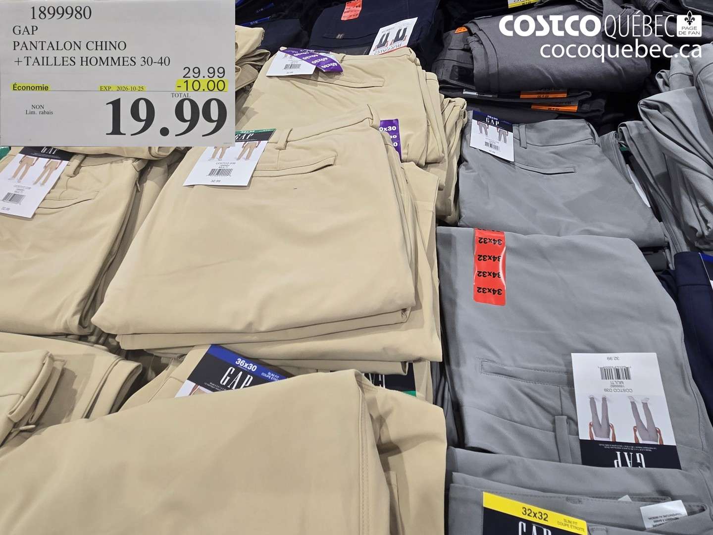 1899980 GAP PANTALON CHINO ($10.00 INSTANT SAVINGS EXPIRES ON 2026-10-25) $19.99