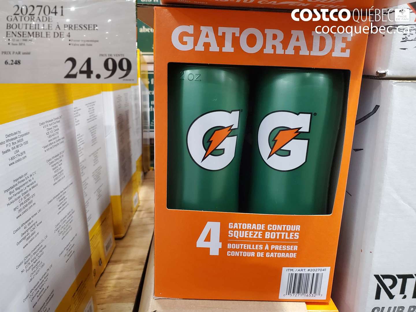 2027041 GATORADE BOUTEILLE A PRESSER ENSEMBLE DE 4 $24.99