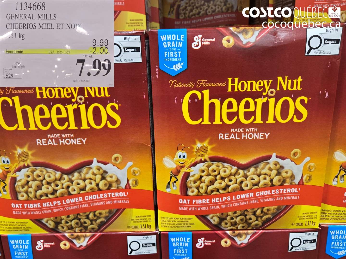 1134668 GENERAL MILLS CHEERIOS MIEL ET NOIX ($2.00 INSTANT SAVINGS EXPIRES ON 2026-10-25) $7.99