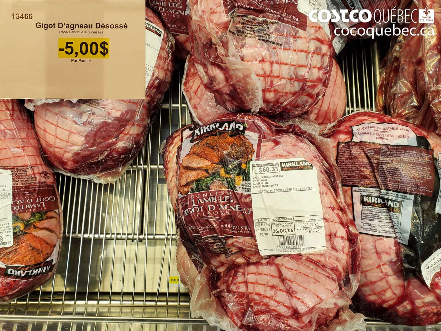 13466 GIGOT D’AGNEAU DÉSOSSÉ ($5.00 INSTANT SAVINGS)