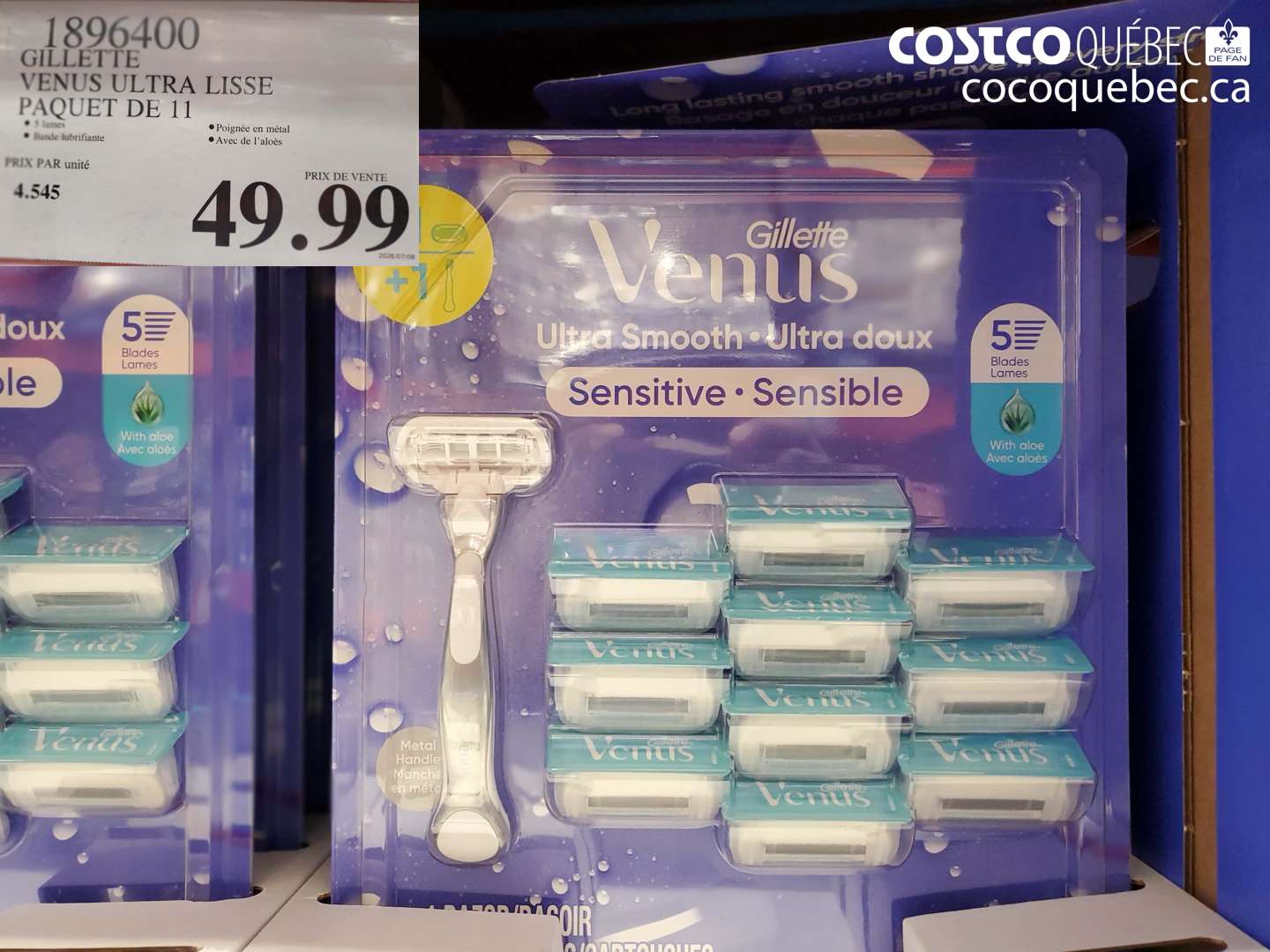 1896400 GILLETTE VENUS ULTRA LISSE PAQUET DE 11 $49.99