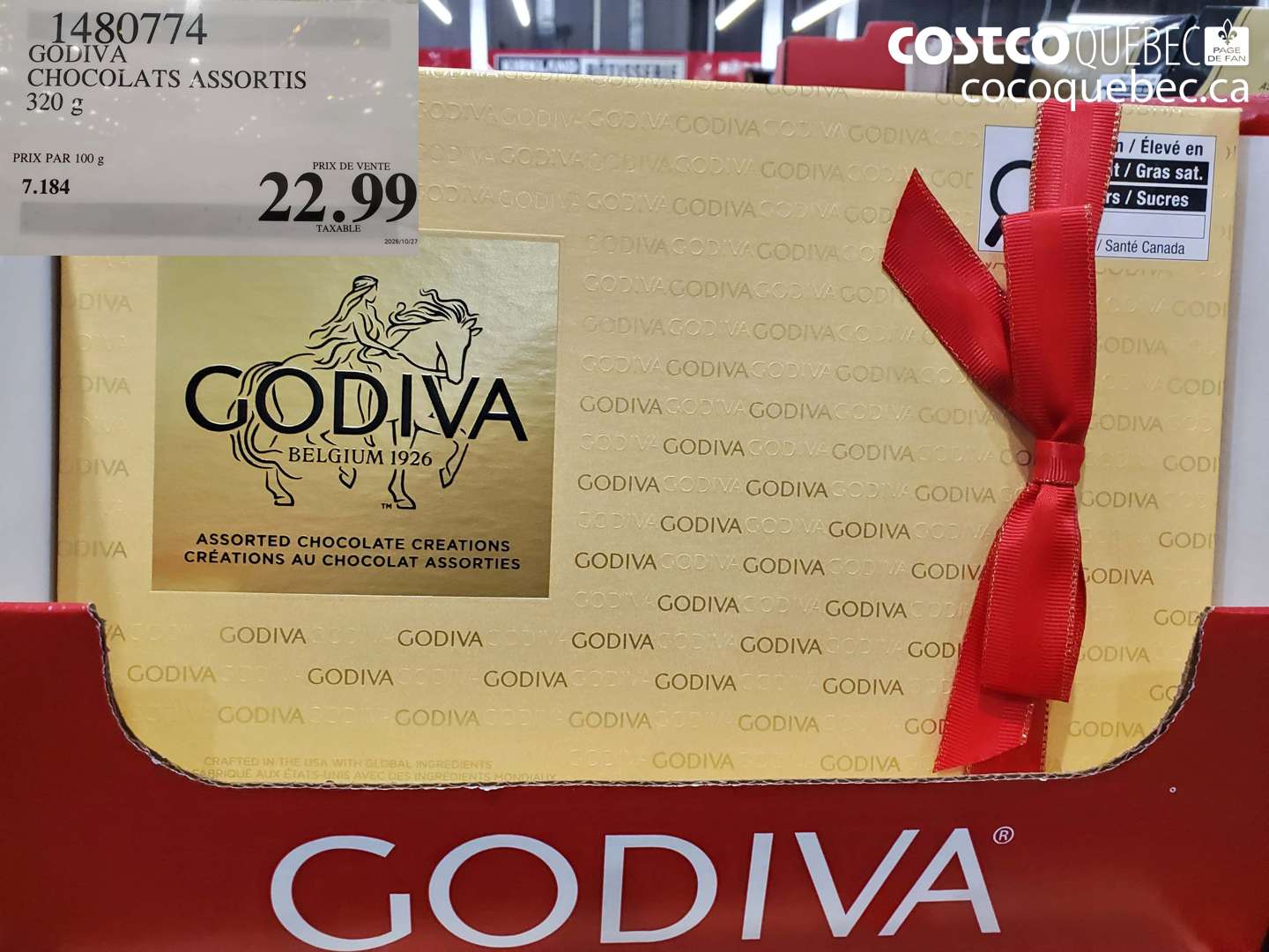 1480774 GODIVA CHOCOLATS ASSORTIS $22.99