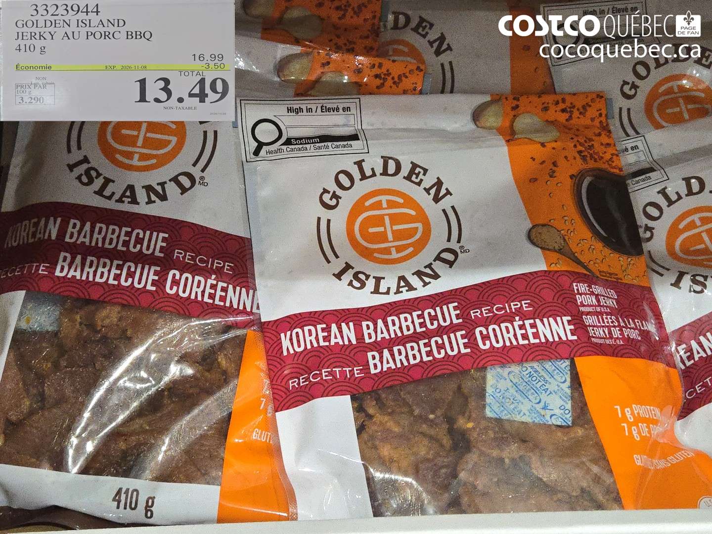 3323944 GOLDEN ISLAND JERKY AU PORC BBQ ($3.50 INSTANT SAVINGS EXPIRES ON 2026-11-08) $13.49
