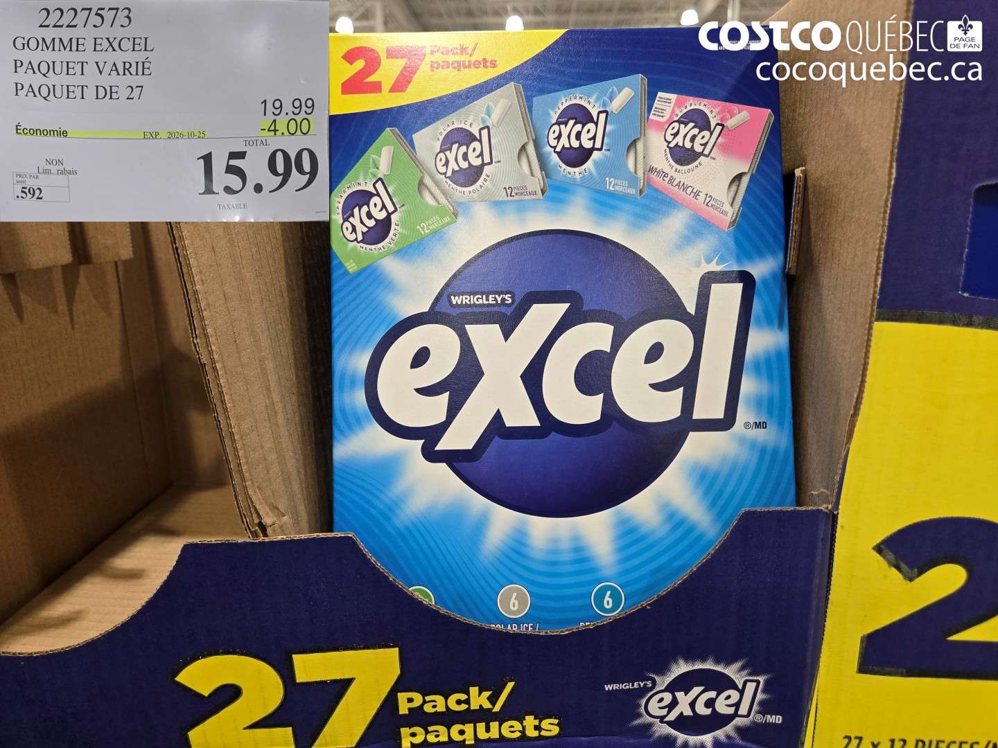 2227573 GOMME EXCEL PAQUET VARIÉ PAQUET DE 27 ($4.00 INSTANT SAVINGS EXPIRES ON 2026-10-25) $15.99