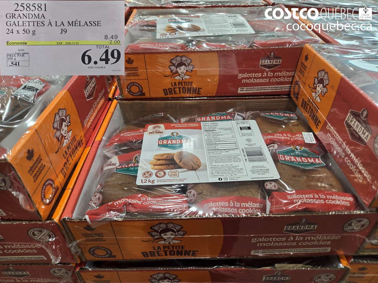 258581 GRANDMA GALETTES À LA MÉLASSE ($2.00 INSTANT SAVINGS EXPIRES ON 2026-11-01) $6.49
