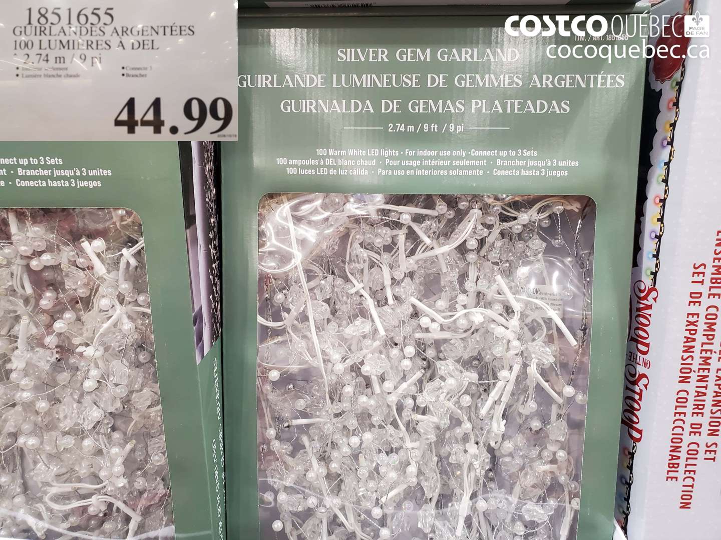 1851655 GUIRLANDES ARGENTÉES 100 LUMIÈRES À DEL 2.74 M / 9 PI $44.99