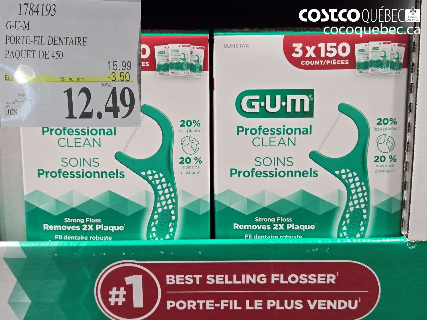 1784193 G-U-M PORTE-FIL DENTAIRE PAQUET DE 450 ($3.50 INSTANT SAVINGS EXPIRES ON 2026-10-25) $12.49