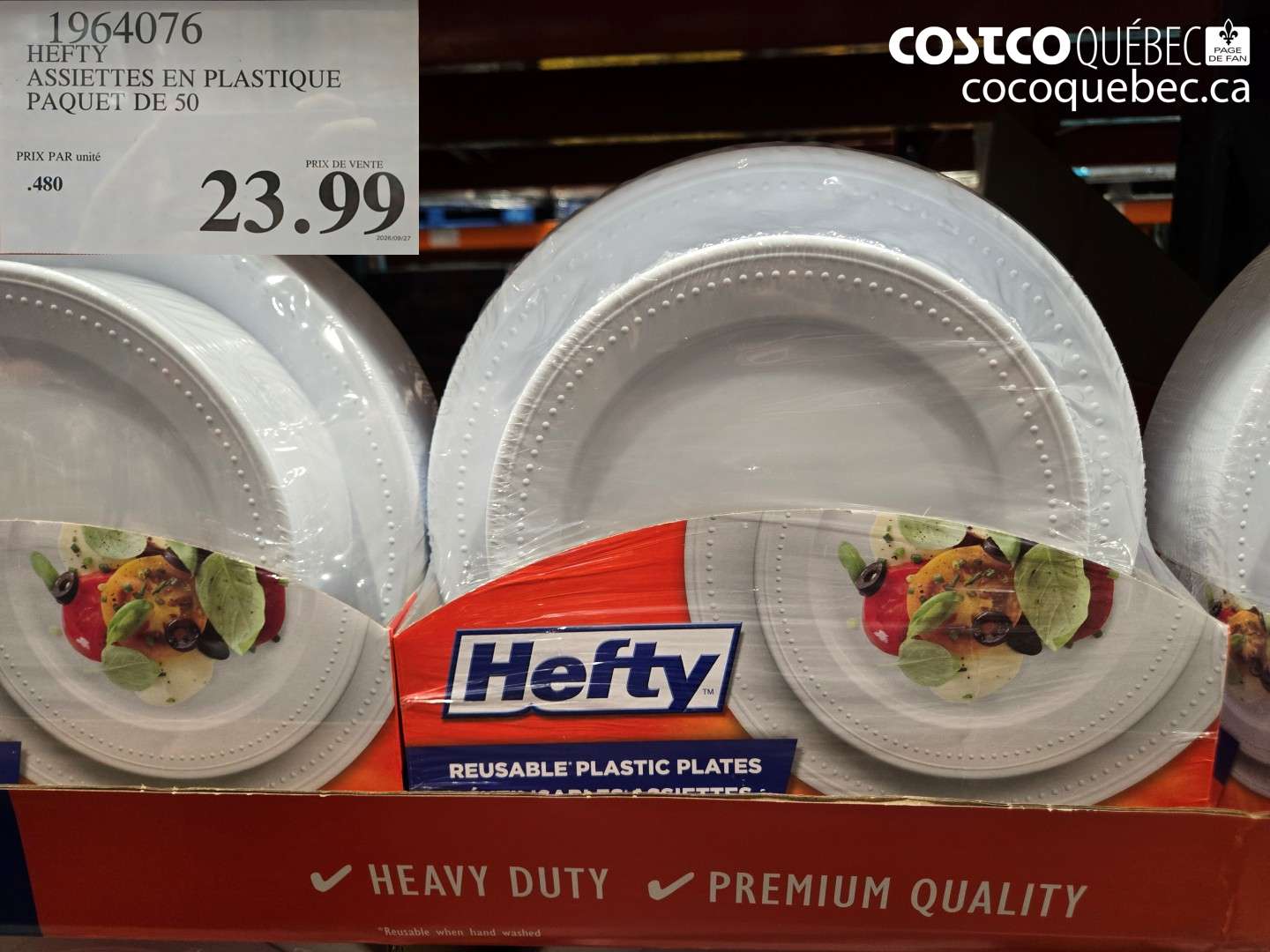 1964076 HEFTY ASSIETTES EN PLASTIQUE PAQUET DE 50 $23.99