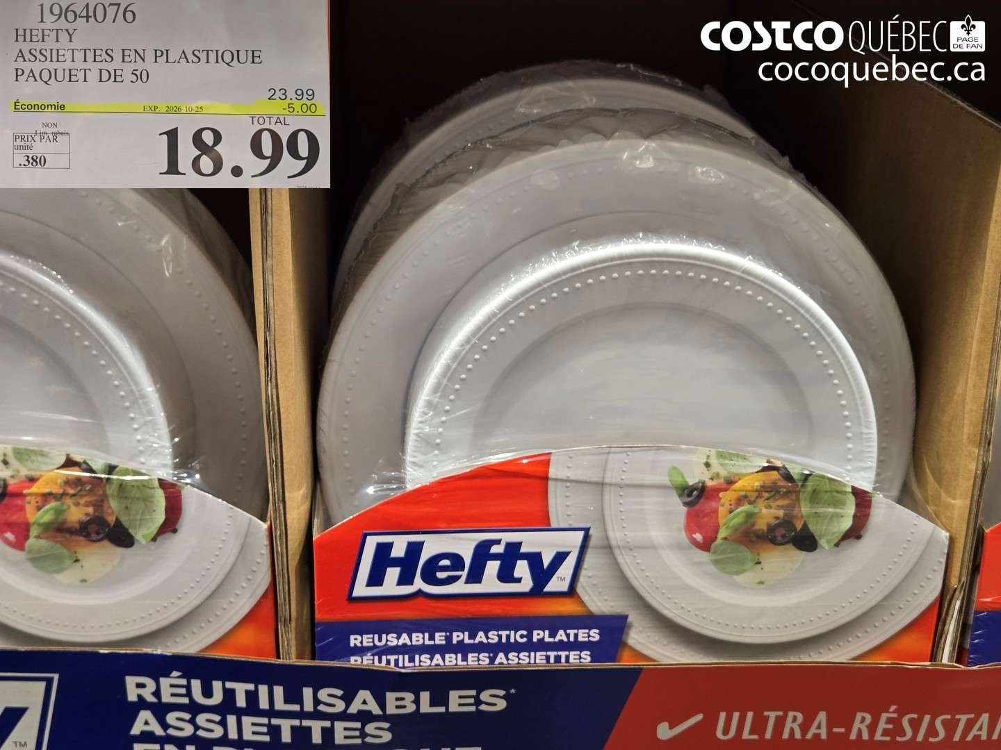 1964076 HEFTY ASSIETTES EN PLASTIQUE PAQUET DE 50 ($5.00 INSTANT SAVINGS EXPIRES ON 2026-10-25) $18.99