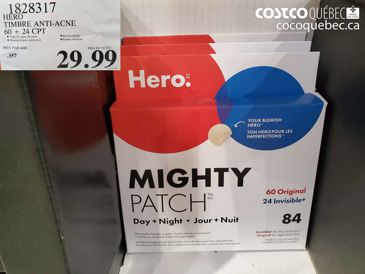 1828317 HERO TIMBRE ANTI-ACNE 60 + 24 CPT $29.99