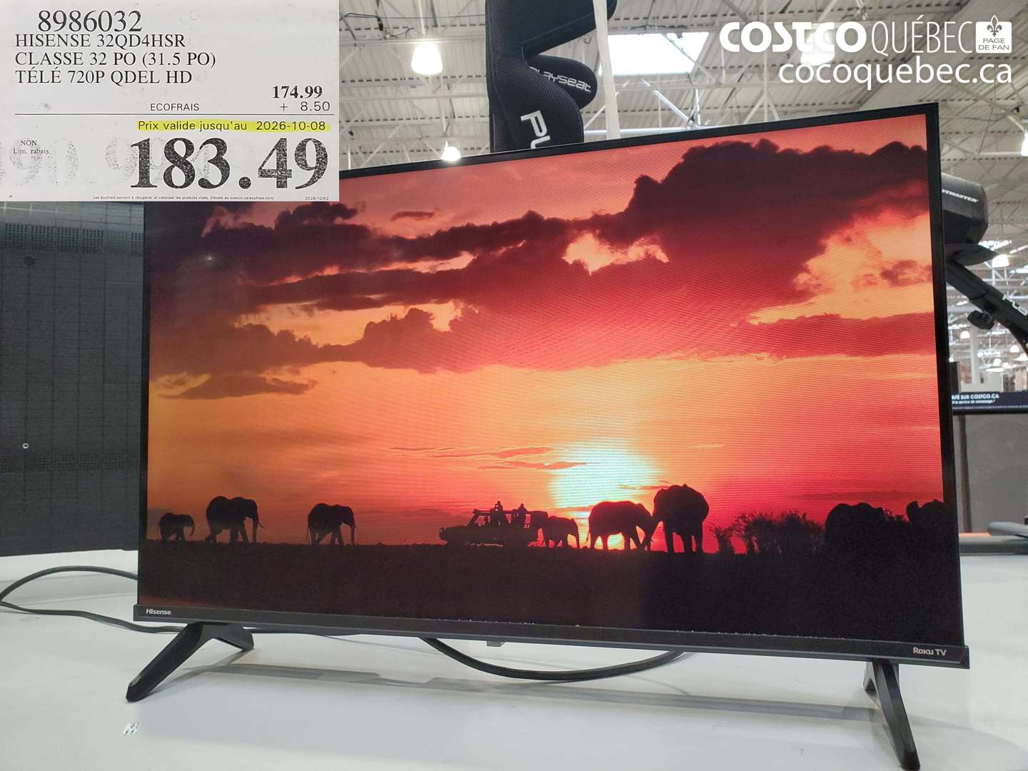 8986032 HISENSE 32QD4HSR CLASSE 32 PO (31.5 PO) TÉLÉ 720P QDEL HD (EXPIRES ON 2026-10-08) $183.49