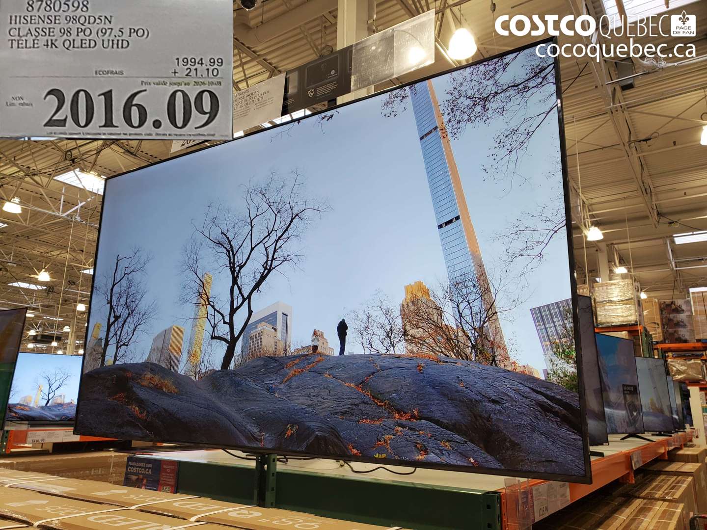 8780598 HISENSE 98QD5N CLASSE 98 PO (97.5 PO) TELE 4K QLED UHD (EXPIRES ON 2006-10-03) $2016.09