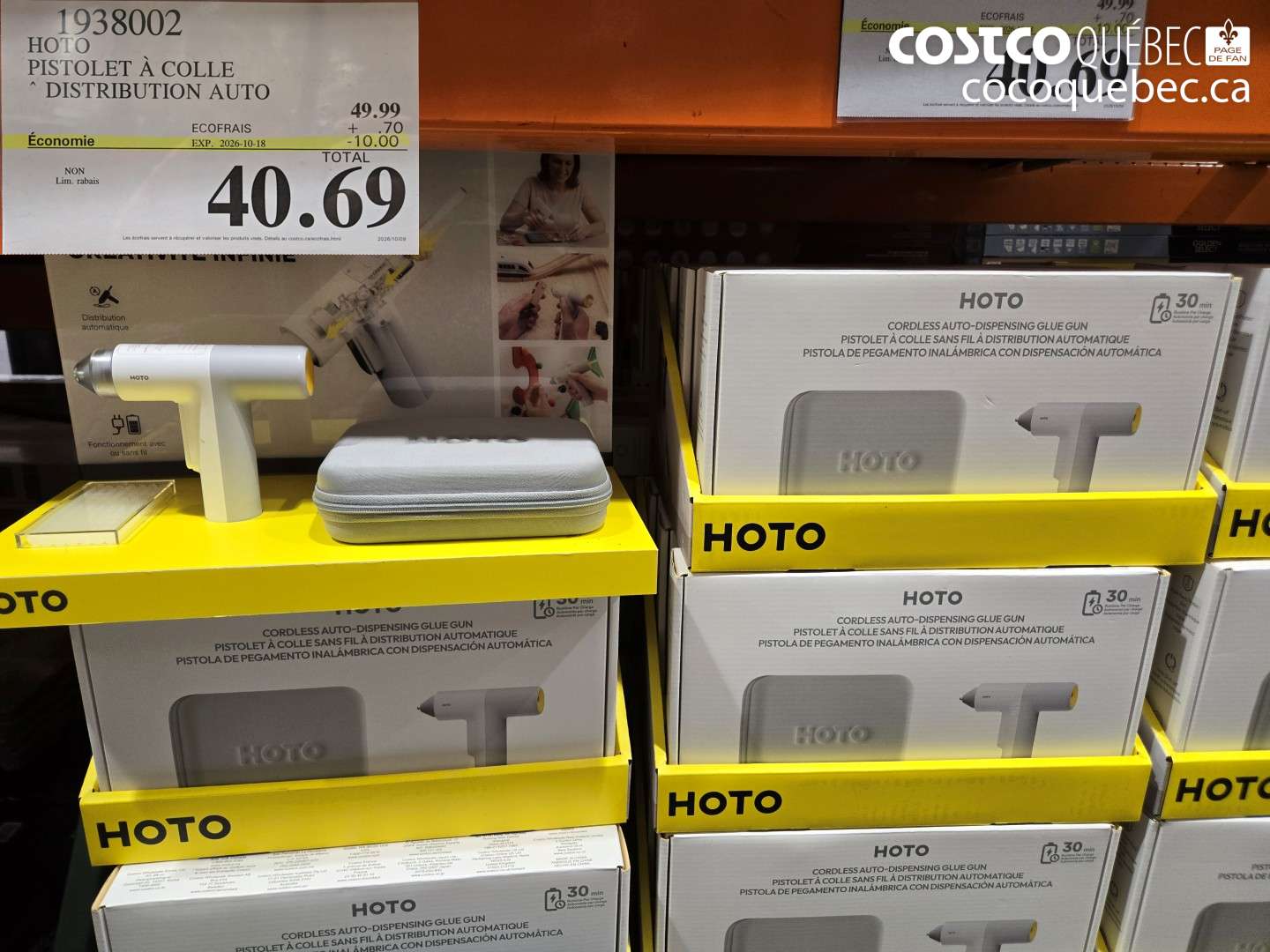 1938002 HOTO PISTOLET À COLLE À DISTRIBUTION AUTO ($10.00 INSTANT SAVINGS EXPIRES ON 2026-10-18) $40.69