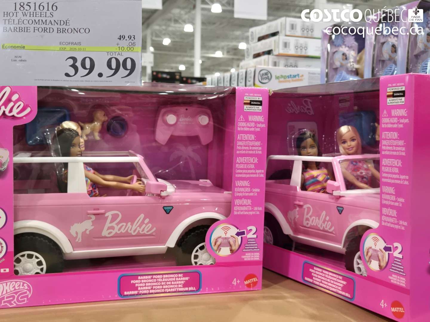 1851616 HOT WHEELS TÉLÉCOMMANDÉ BARBIE FORD BRONCO ($10.00 INSTANT SAVINGS EXPIRES ON 2026-10-11) $39.99