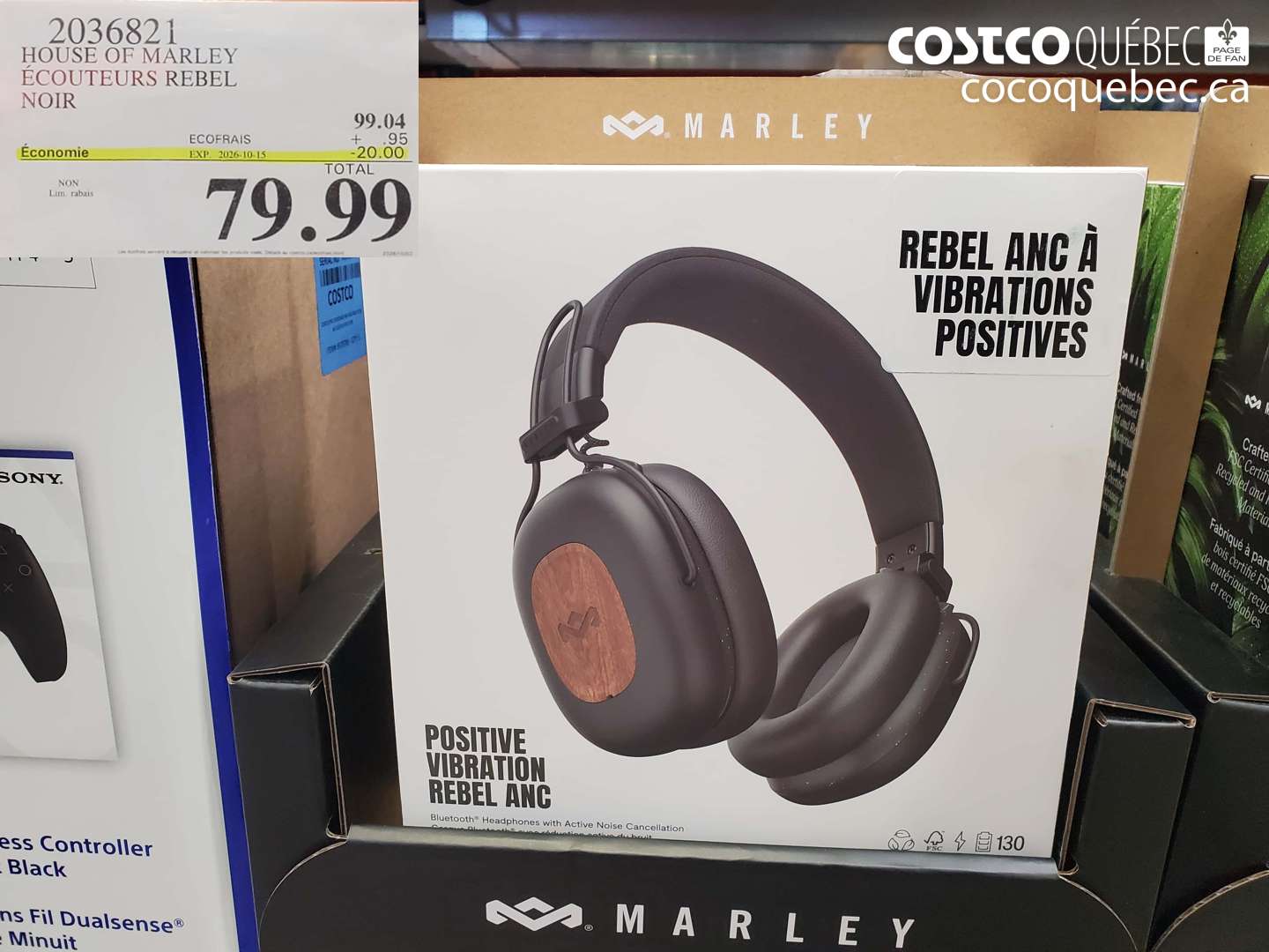 2036821 HOUSE OF MARLEY ÉCOUTEURS REBEL NOIR ($20.00 INSTANT SAVINGS EXPIRES ON 2026-10-15) $79.99