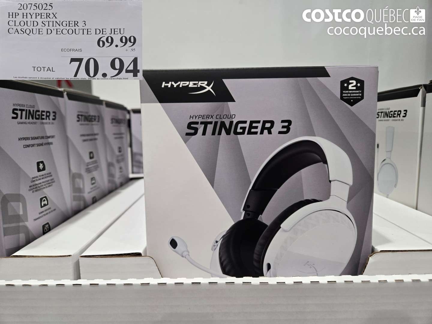 2075025 HP HYPERX CLOUD STINGER 3 CASQUE D'ECOUTE DE JEU $70.94