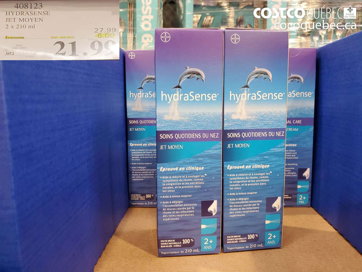 408123 HYDRASENSE JET MOYEN 2 X 210 ML ($6.00 INSTANT SAVINGS EXPIRES ON 2026-10-25) $21.99