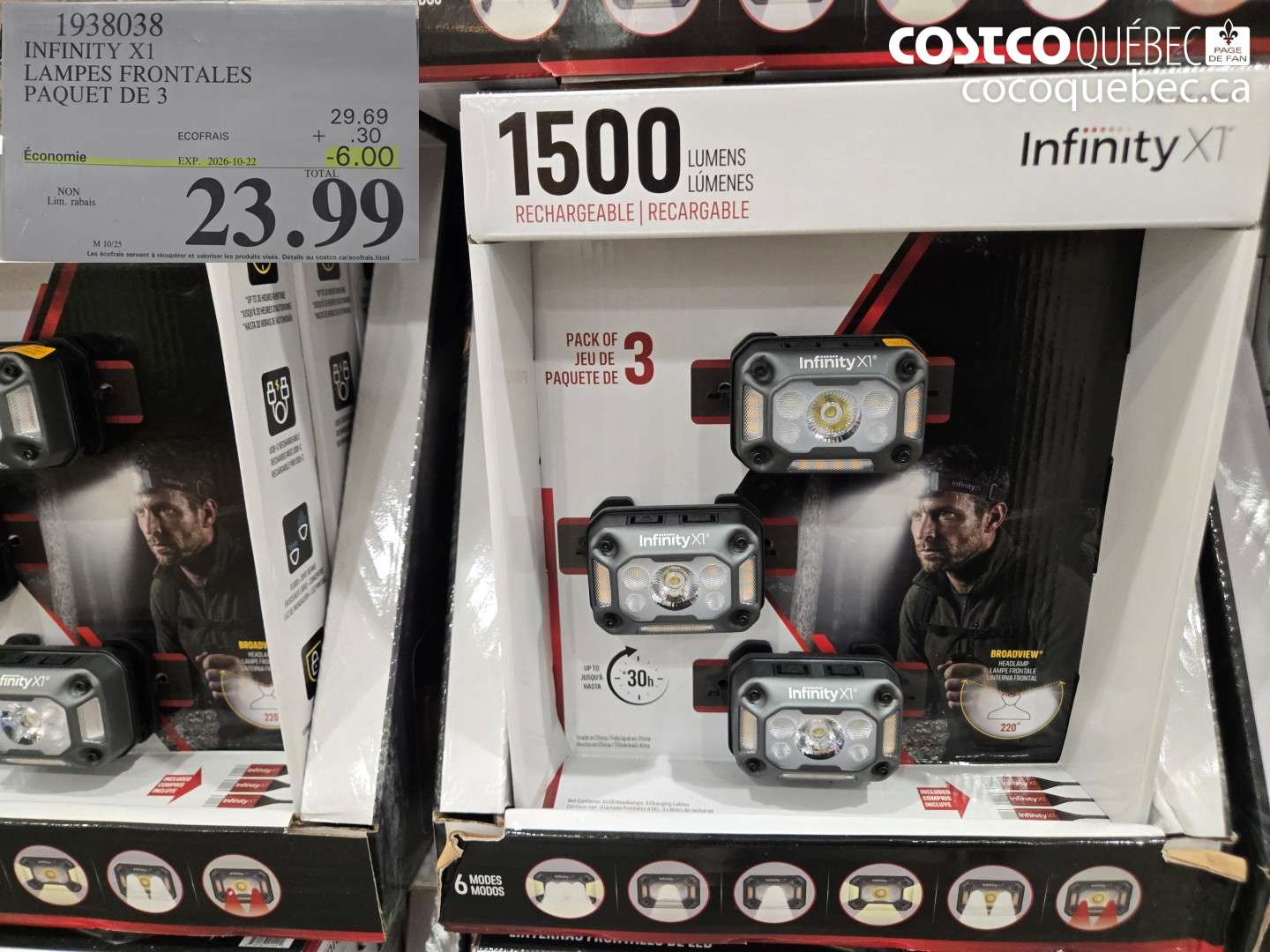 1938038 INFINITY X1 LAMPES FRONTALES PAQUET DE 3 ($6.00 INSTANT SAVINGS EXPIRES ON 2026-10-22) $23.99