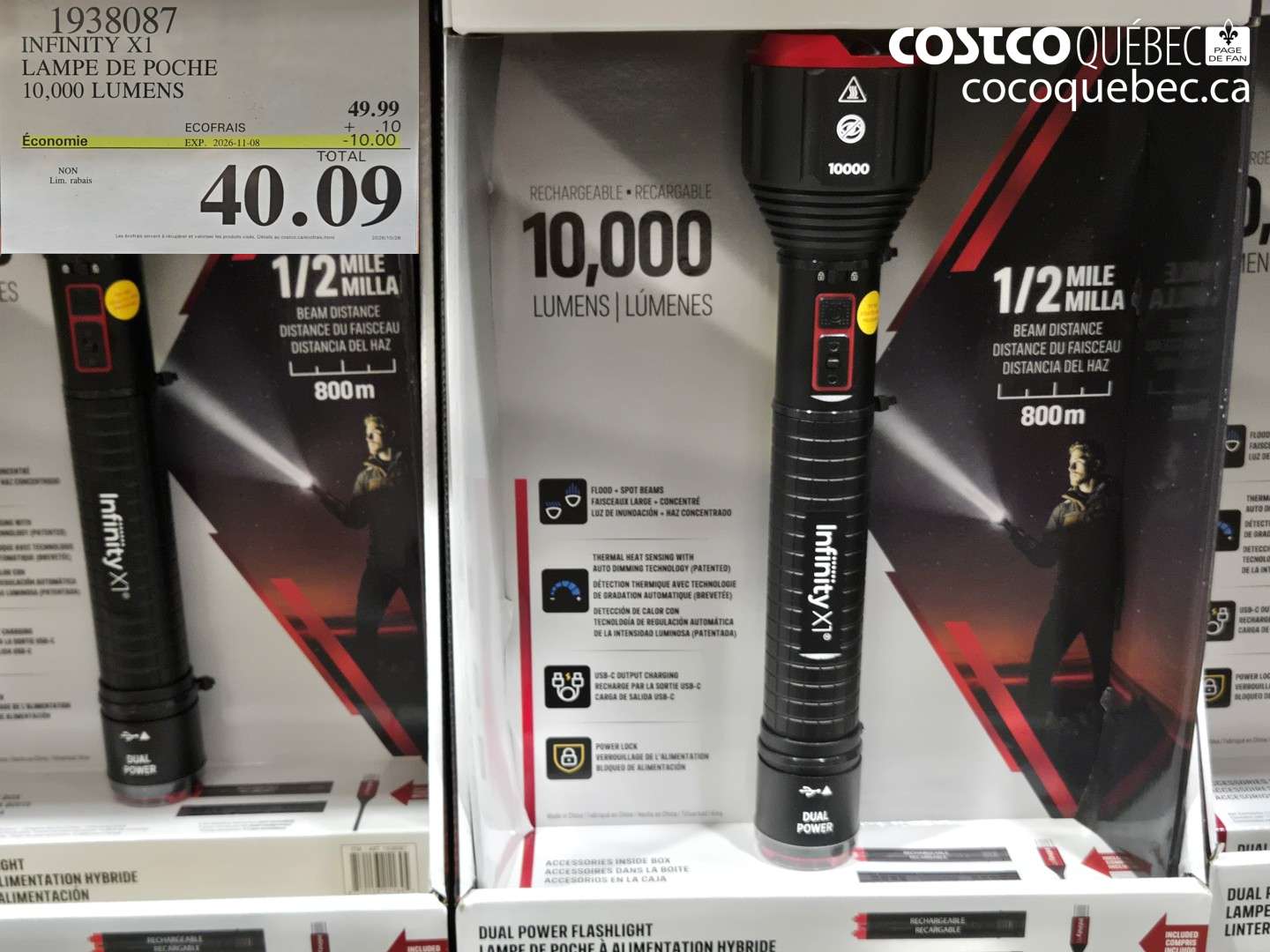 1938087 INFINITY X1 LAMPE DE POCHE 10.000 LUMENS ($10.00 INSTANT SAVINGS EXPIRES ON 2026-11-08) $40.09