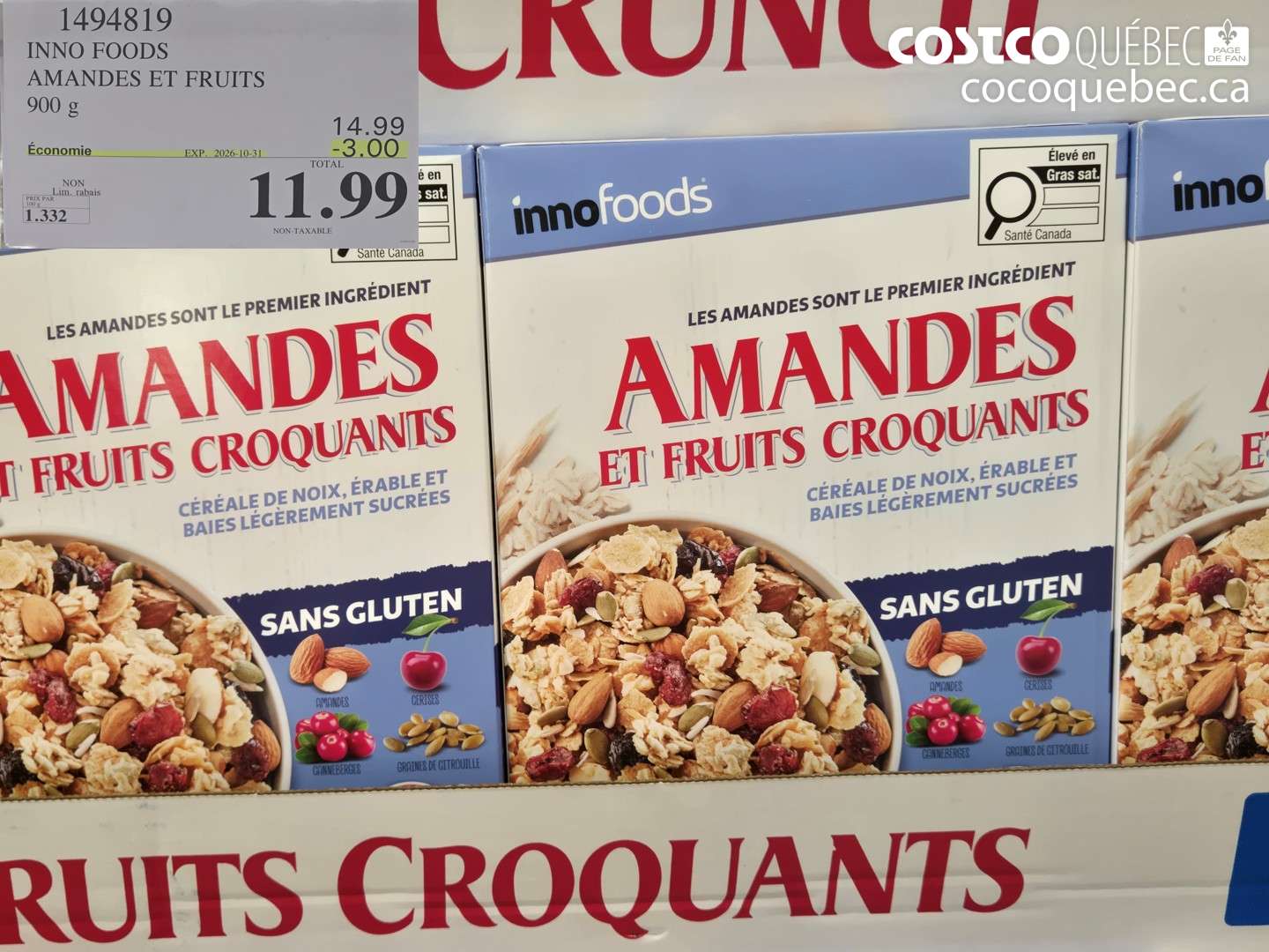 1494819 INNO FOODS AMANDES ET FRUITS ($3.00 INSTANT SAVINGS EXPIRES ON 2026-10-31) $11.99