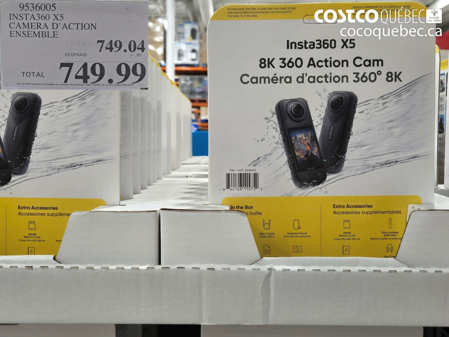 9536005 INSTA360 X5 CAMERA D'ACTION ENSEMBLE $749.99