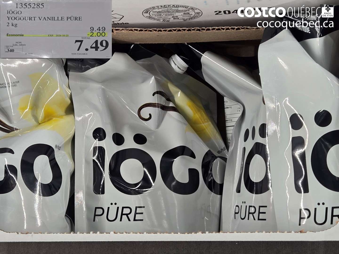 1355285 IÖGO YOGOURT VANILLE PÜRE ($2.00 INSTANT SAVINGS EXPIRES ON 2026-10-25) $7.49