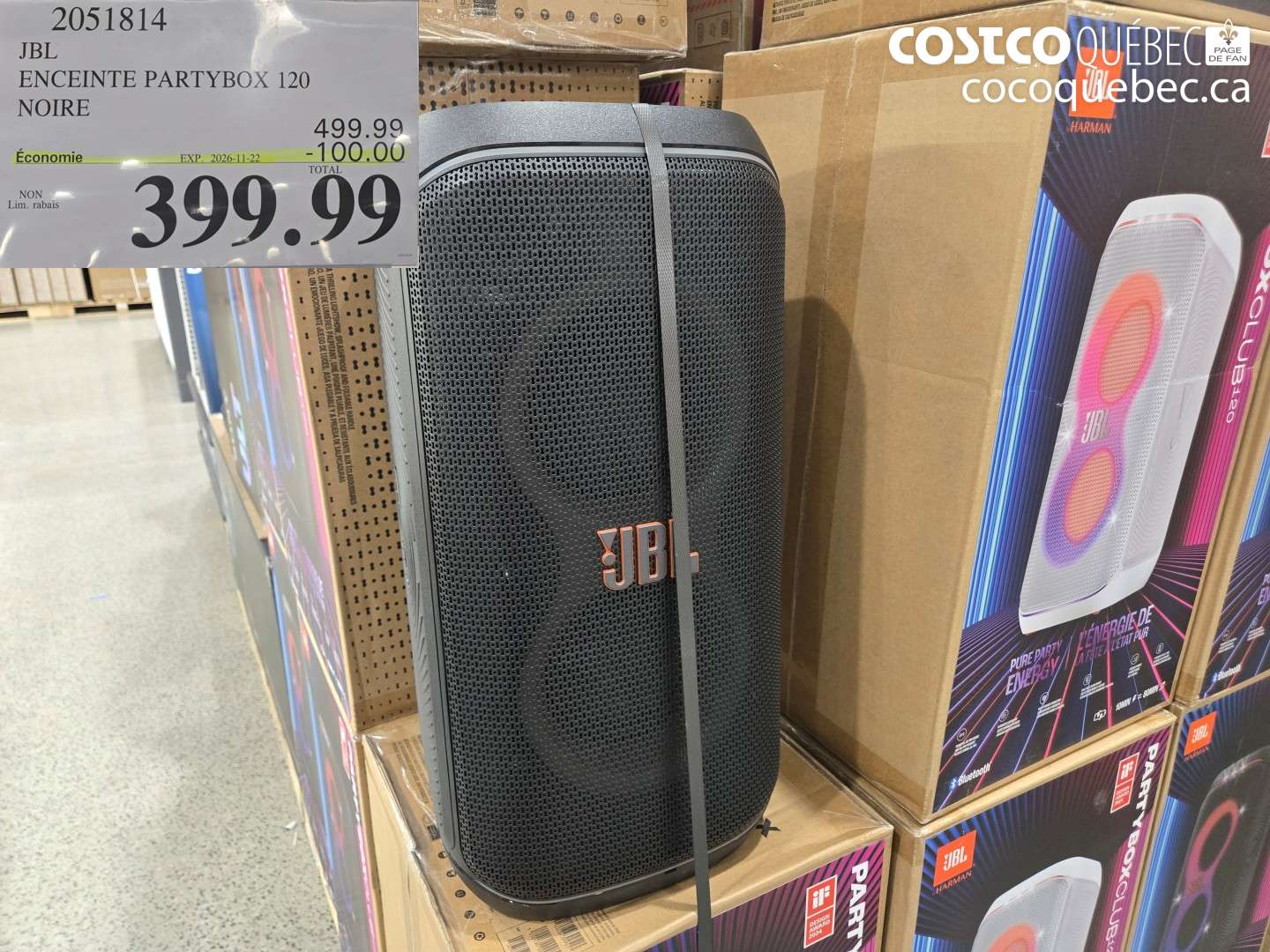 2051814 JBL ENCEINTE PARTYBOX 120 NOIRE ($100.00 INSTANT SAVINGS EXPIRES ON 2026-11-22) $399.99