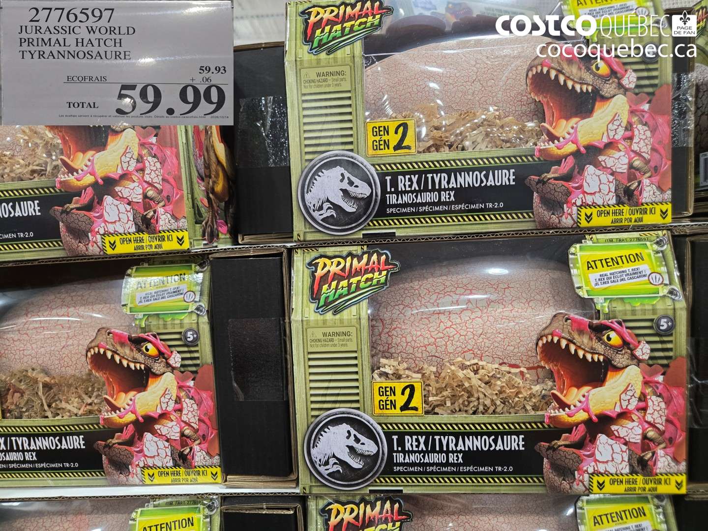 2776597 JURASSIC WORLD PRIMAL HATCH TYRANNOSAURE $59.99