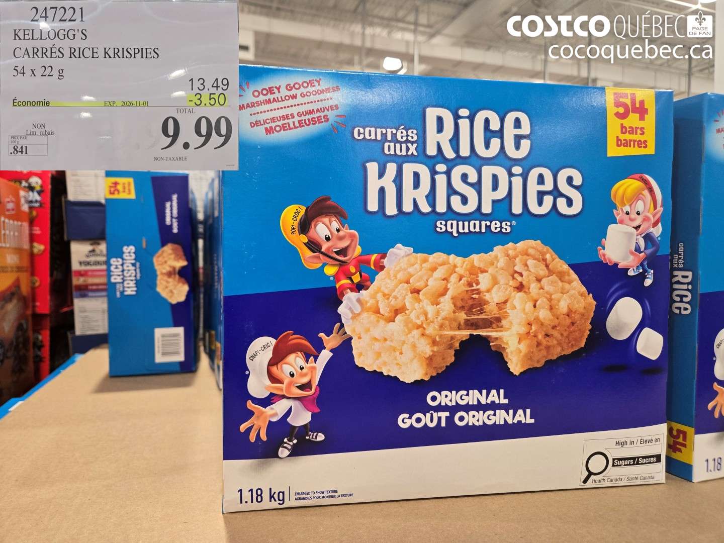 247221 KELLOGG'S CARRÉS RICE KRISPIES ($3.50 INSTANT SAVINGS EXPIRES ON 2026-11-01) $9.99