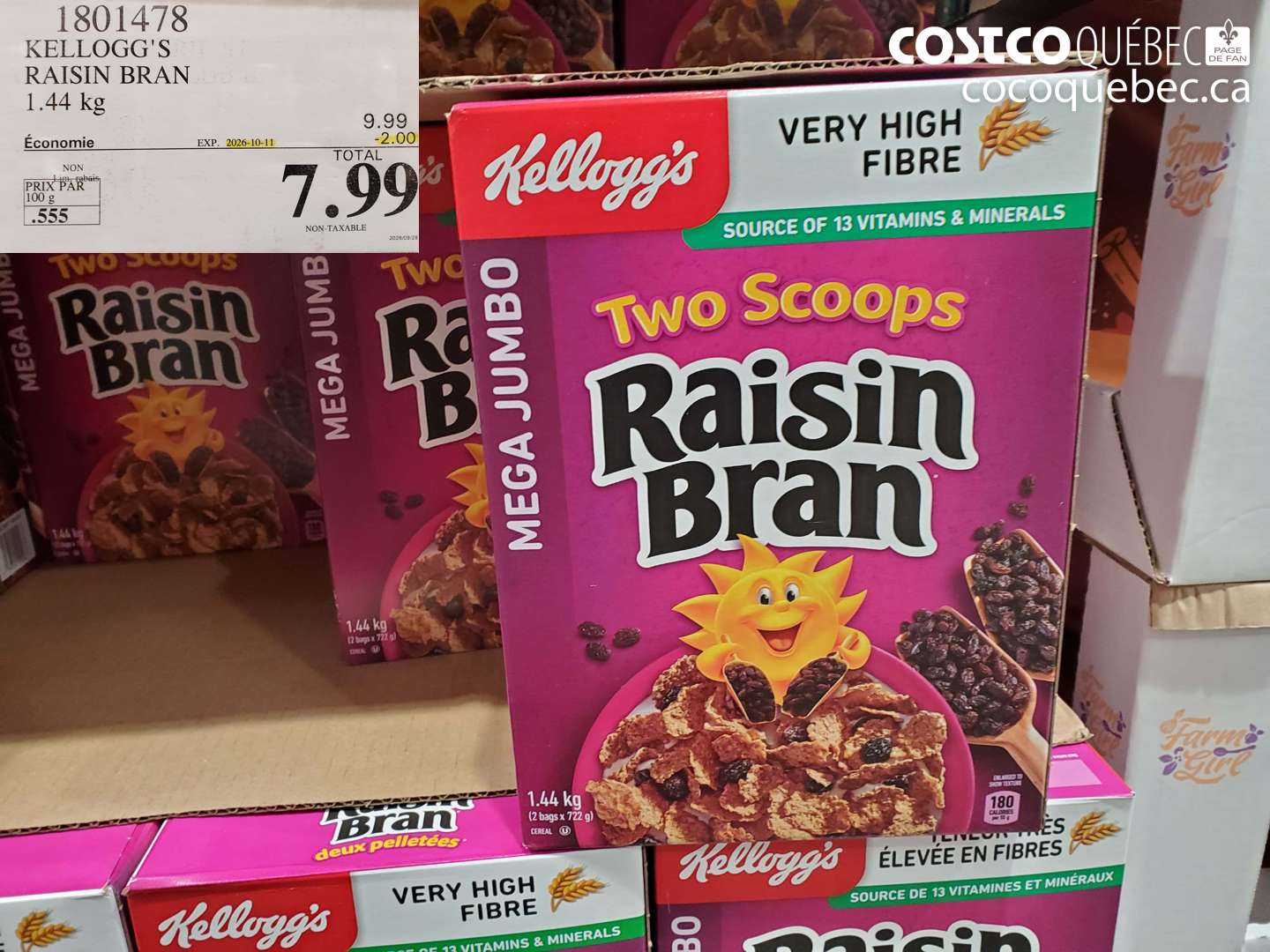 1801478 KELLOGG'S RAISIN BRAN ($2.00 INSTANT SAVINGS EXPIRES ON 2026-10-11) $7.99