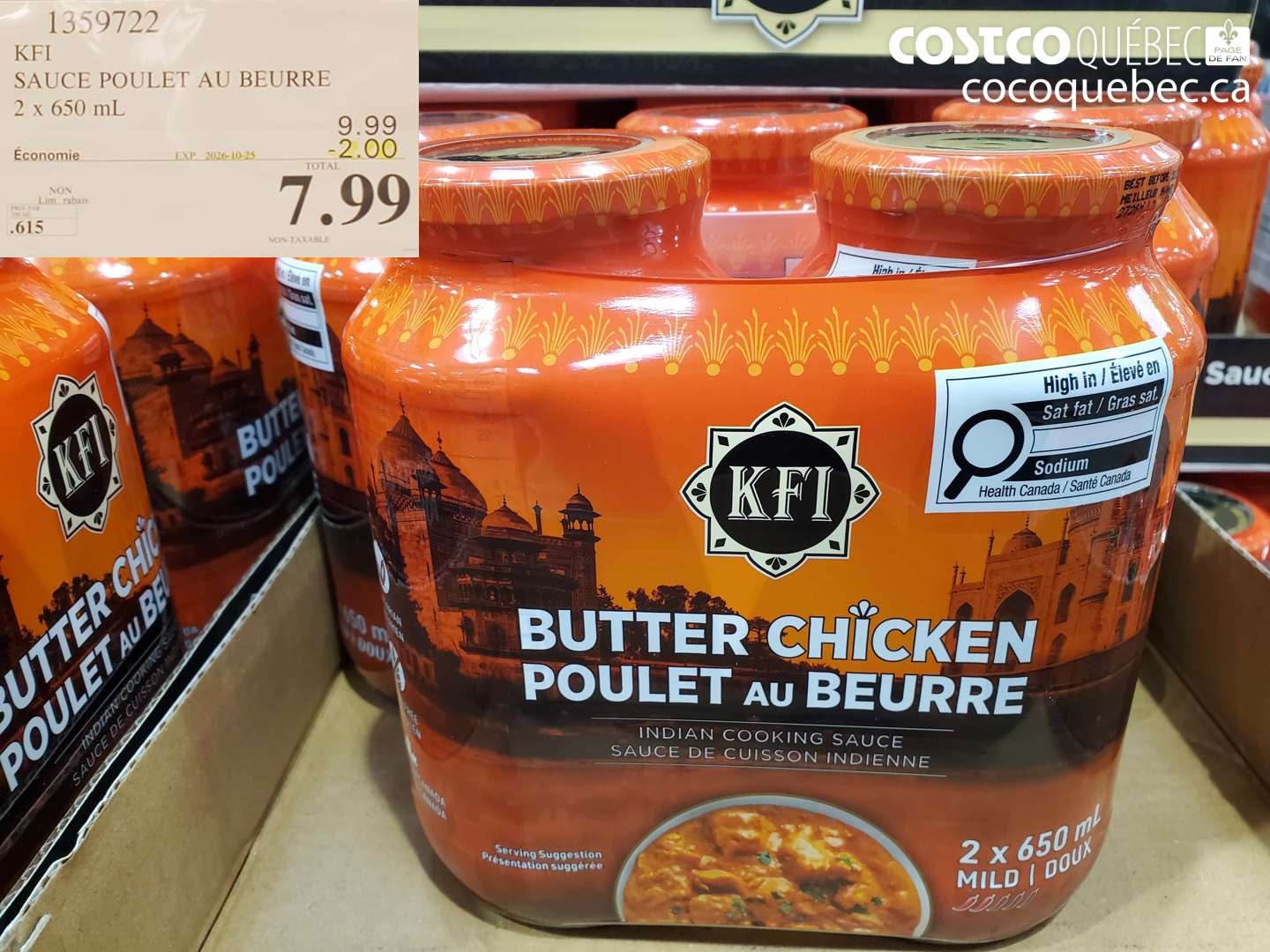 1359722 KFI SAUCE POULET AU BEURRE ($2.00 INSTANT SAVINGS EXPIRES ON 2026-10-25) $7.99
