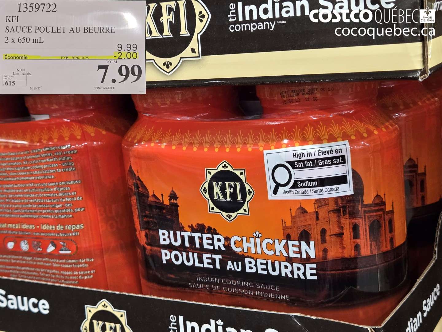 1359722 KFI SAUCE POULET AU BEURRE ($2.00 INSTANT SAVINGS EXPIRES ON 2026-10-25) $7.99