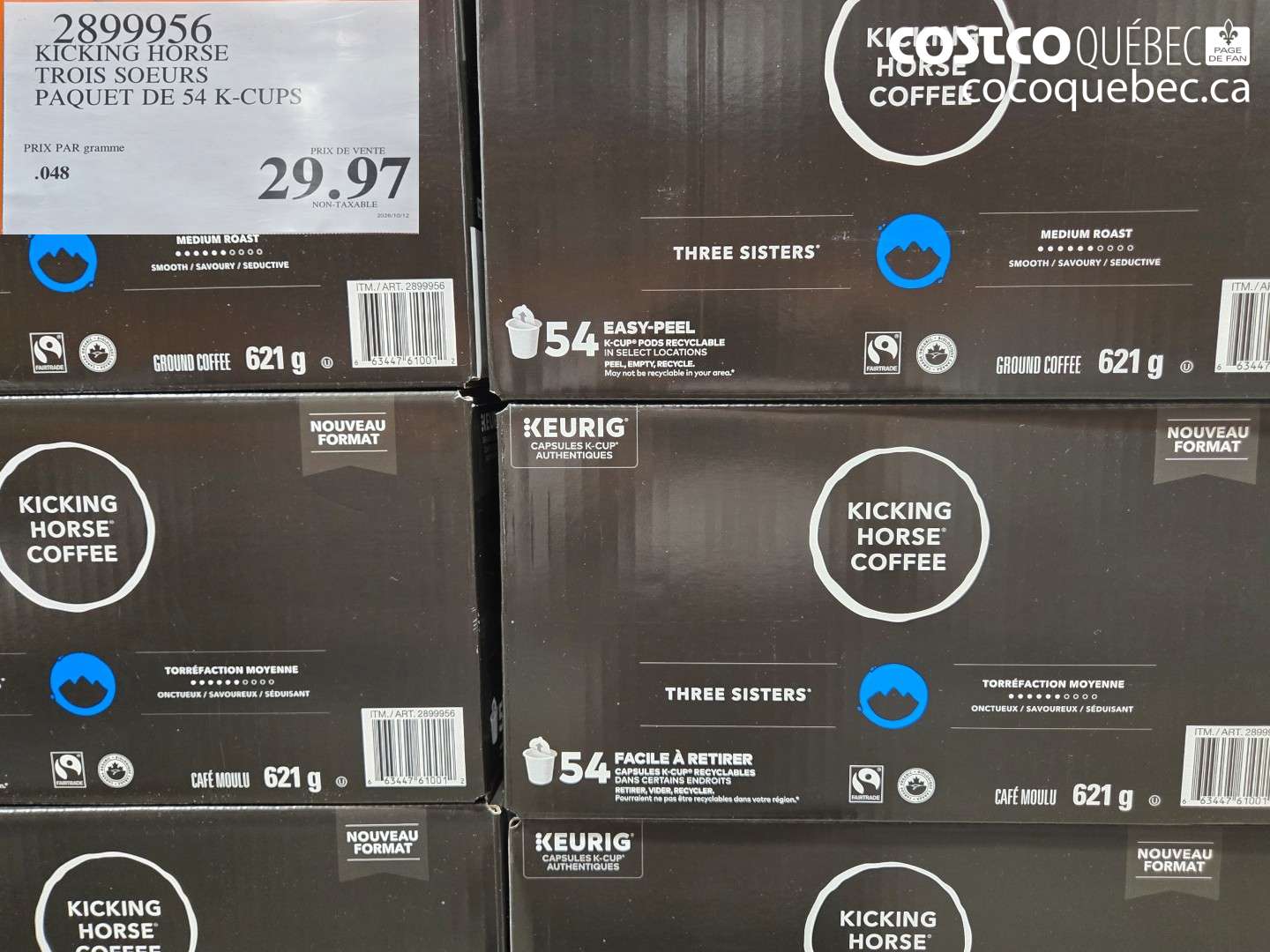 2899956 KICKING HORSE TROIS SOEURS PAQUET DE 54 K-CUPS $29.97
