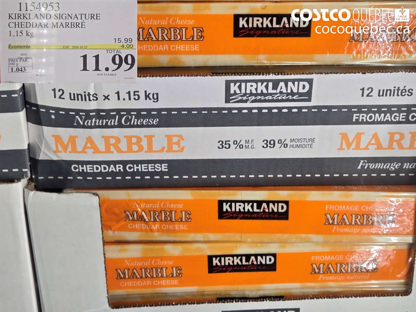 1154953 KIRKLAND SIGNATURE CHEDDAR MARBRÉ ($4.00 INSTANT SAVINGS EXPIRES ON 2026-10-25) $11.99