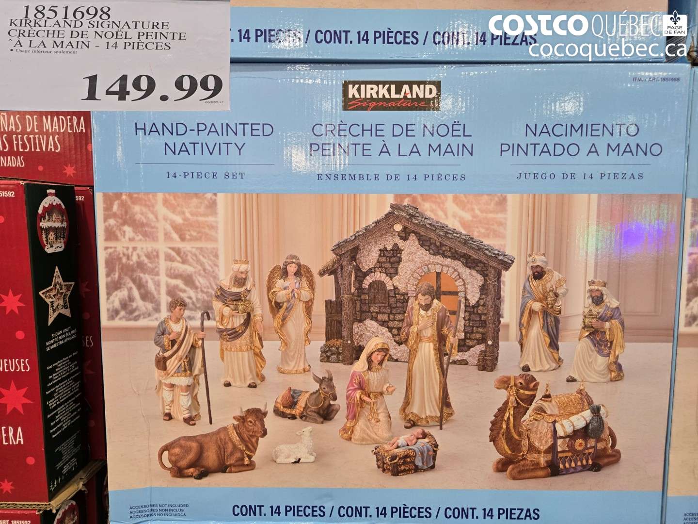 1851698 KIRKLAND SIGNATURE CRÈCHE DE NOËL PEINTE À LA MAIN - 14 PIÈCES $149.99