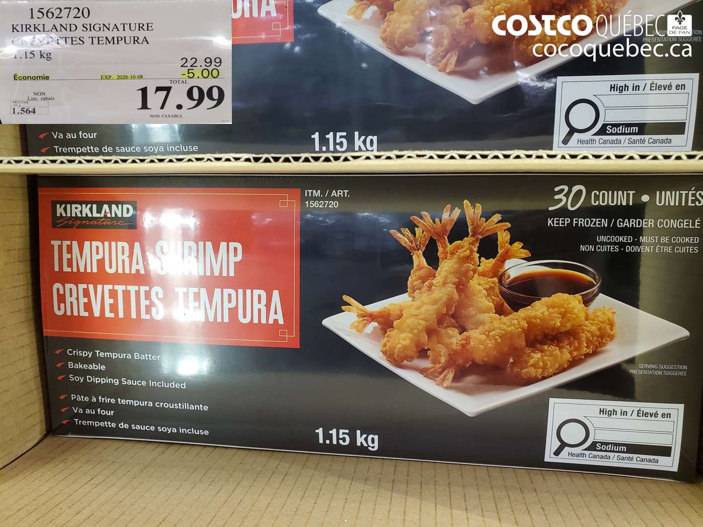 1562720 KIRKLAND SIGNATURE CREVETTES TEMPURA ($5.00 INSTANT SAVINGS EXPIRES ON 2026-10-08) $17.99
