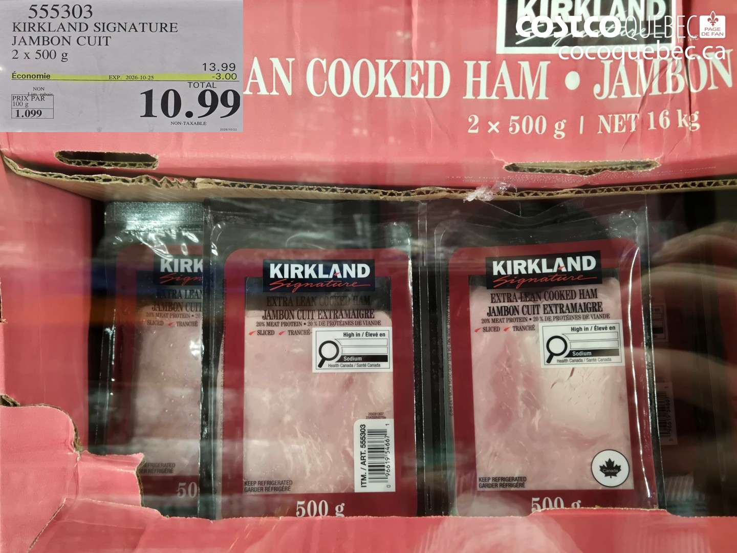 555303 KIRKLAND SIGNATURE JAMBON CUIT ($3.00 INSTANT SAVINGS EXPIRES ON 2026-10-25) $10.99