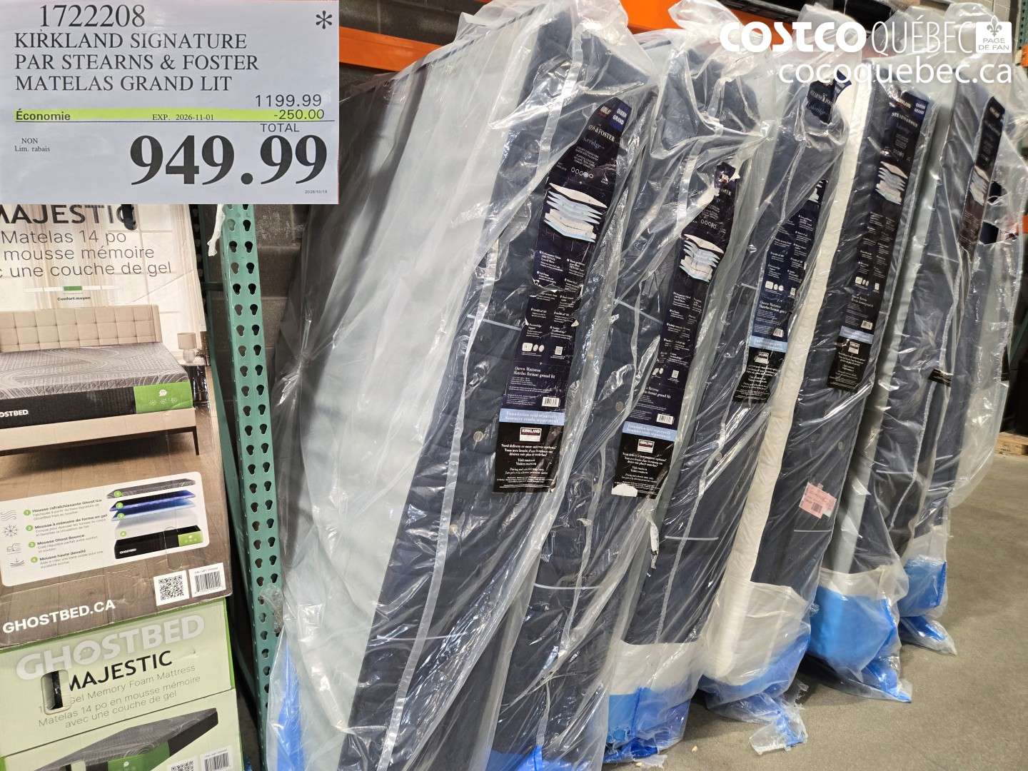 1722208 KIRKLAND SIGNATURE PAR STEARNS & FOSTER MATELAS GRAND LIT ($250.00 INSTANT SAVINGS EXPIRES ON 2026-11-01) $949.99
