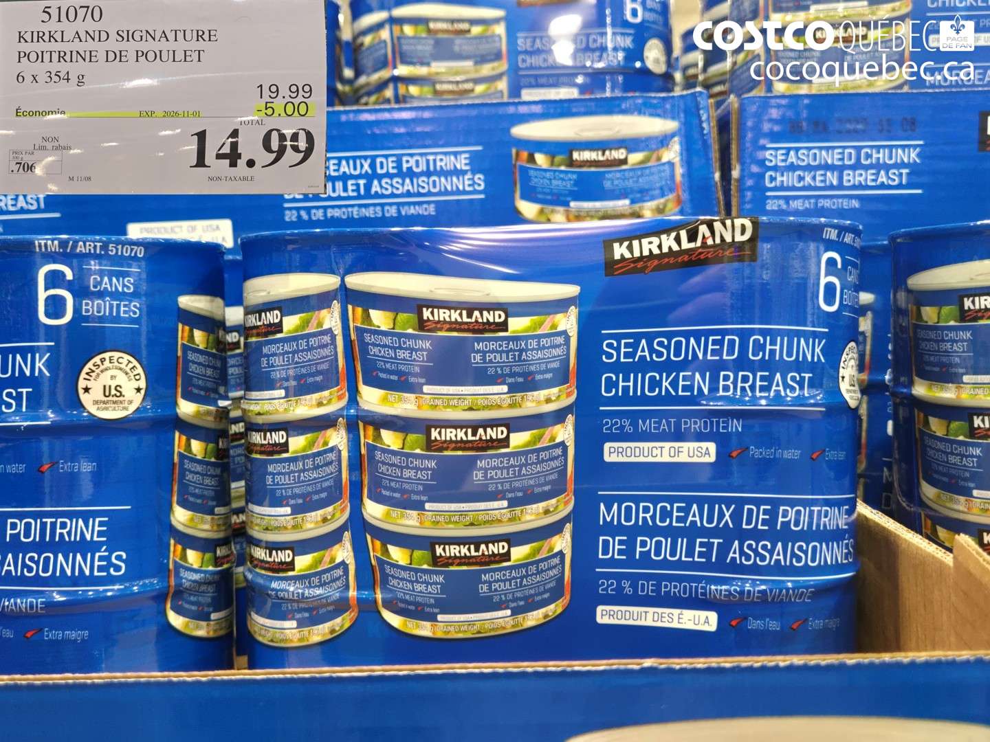 51070 KIRKLAND SIGNATURE POITRINE DE POULET ($5.00 INSTANT SAVINGS EXPIRES ON 2026-11-01) $14.99