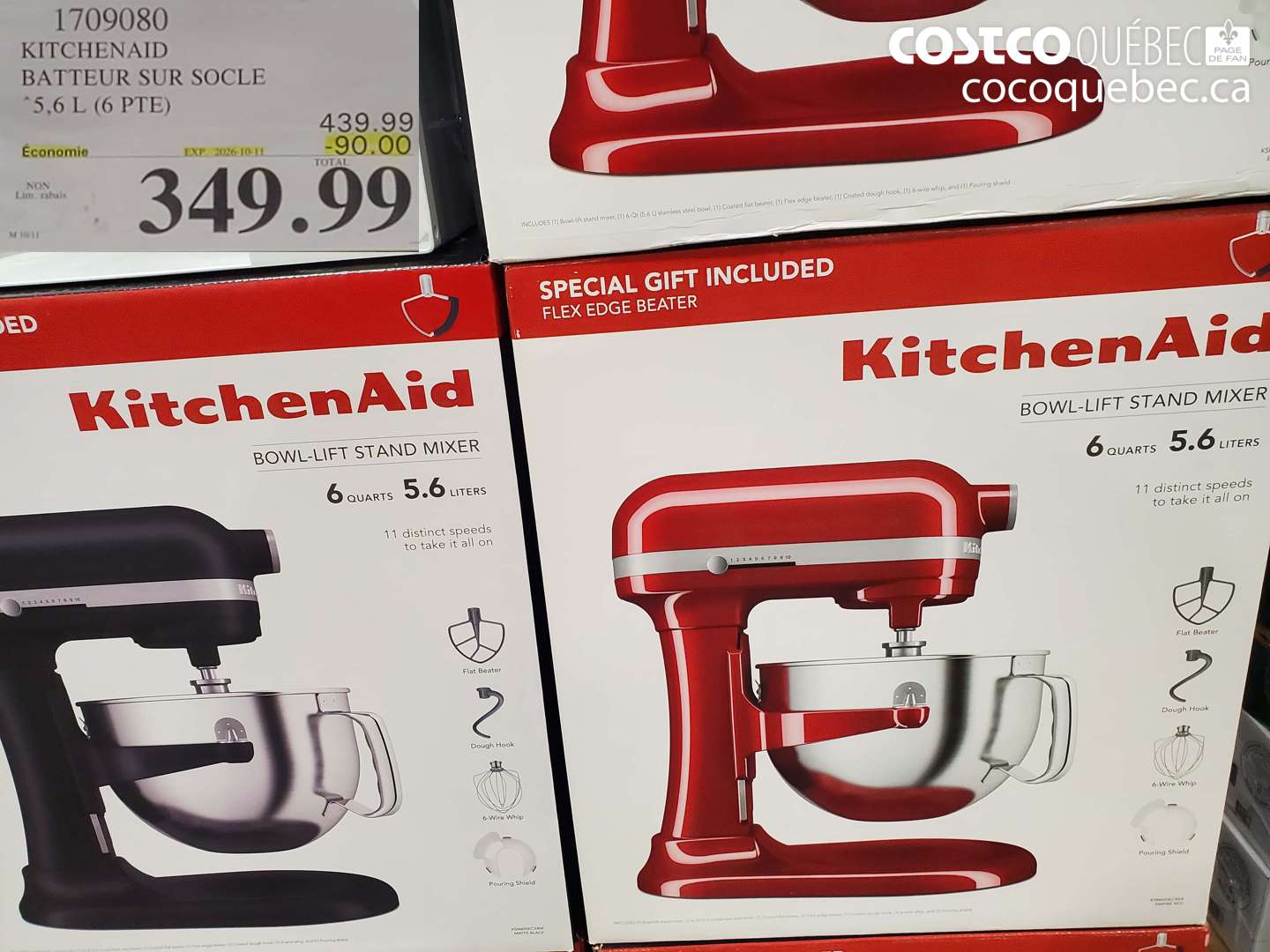 1709080 KITCHENAID BATTEUR SUR SOCLE ($90.00 INSTANT SAVINGS EXPIRES ON 2026-10-11) $349.99