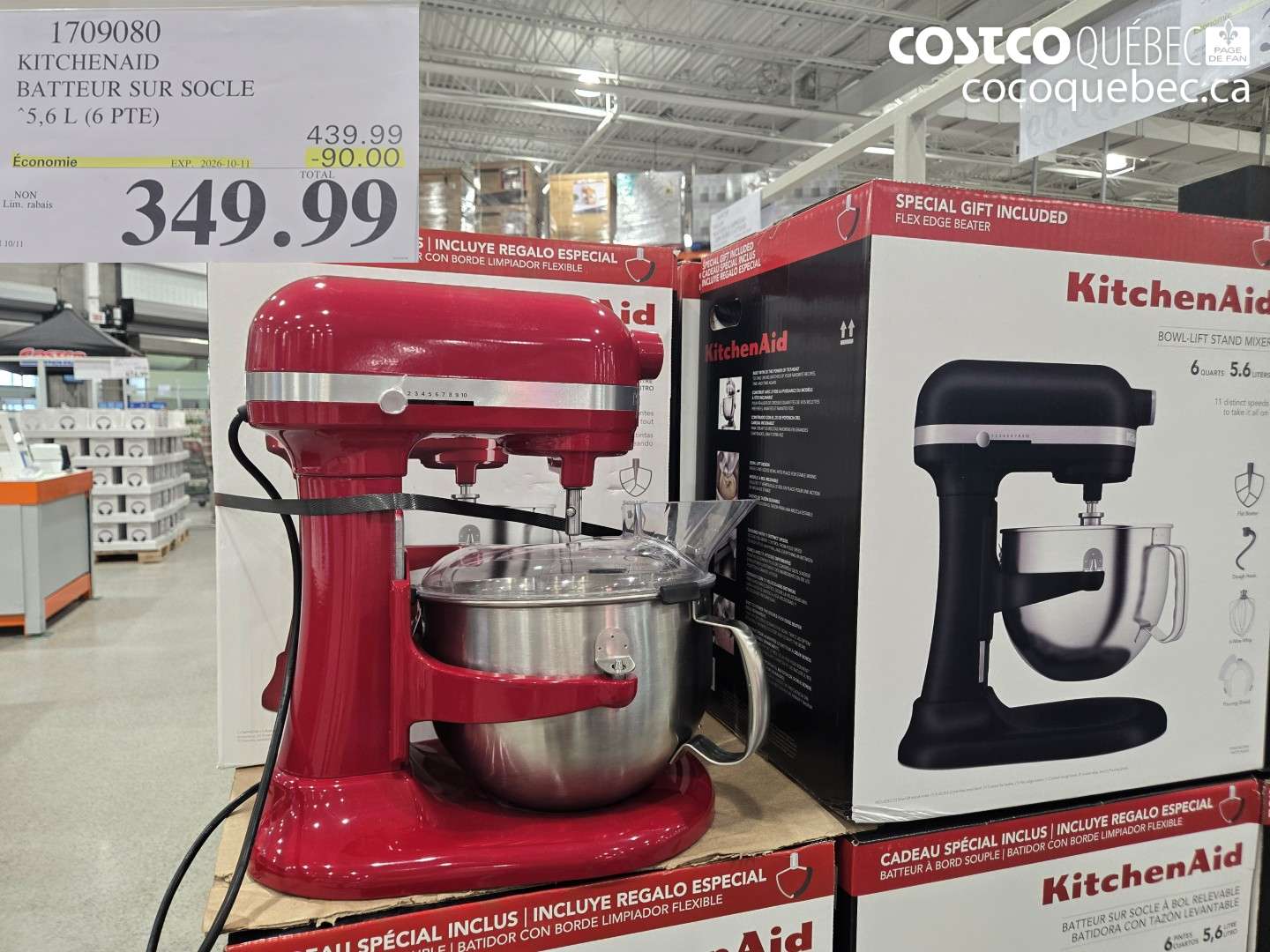 1709080 KITCHENAID BATTEUR SUR SOCLE ($90.00 INSTANT SAVINGS EXPIRES ON 2026-10-11) $349.99