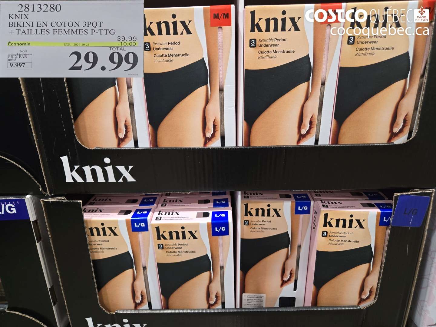 2813280 KNIX BIKINI EN COTON 3PQT + TAILLES FEMMES P-TTG ($10.00 INSTANT SAVINGS EXPIRES ON 2026-10-25) $29.99