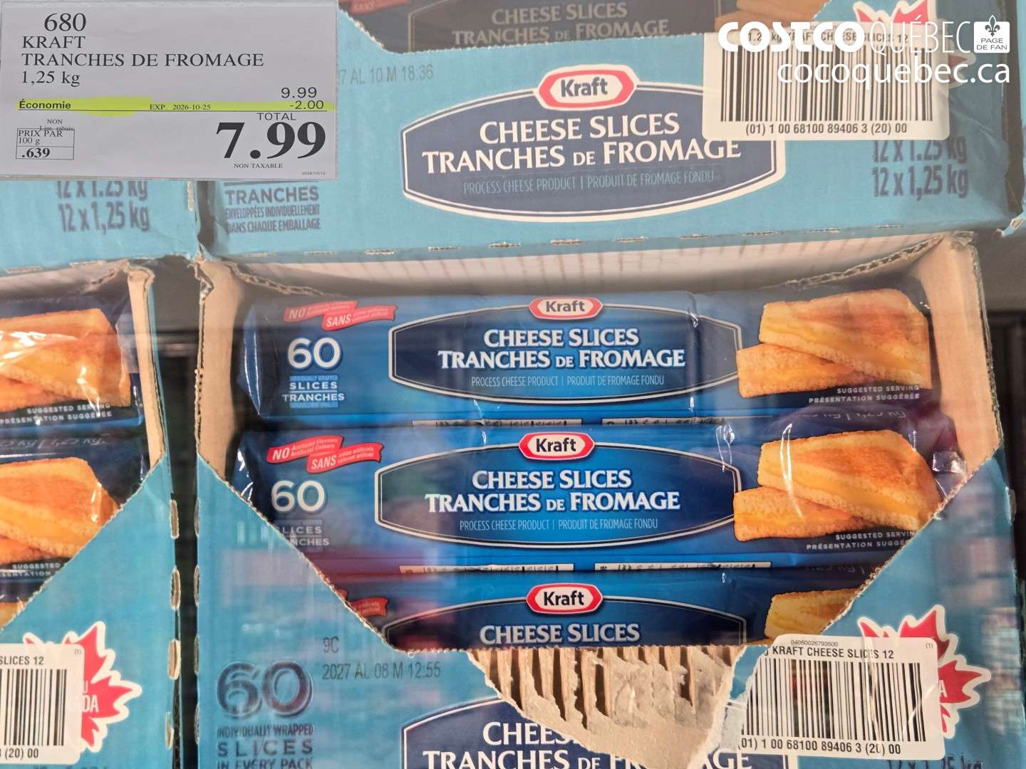 680 KRAFT TRANCHES DE FROMAGE ($2.00 INSTANT SAVINGS EXPIRES ON 2026-10-25) $7.99