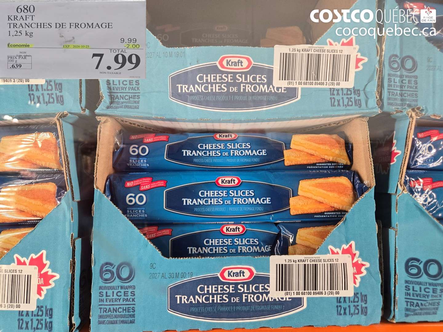 680 KRAFT TRANCHES DE FROMAGE ($2.00 INSTANT SAVINGS EXPIRES ON 2026-10-25) $7.99