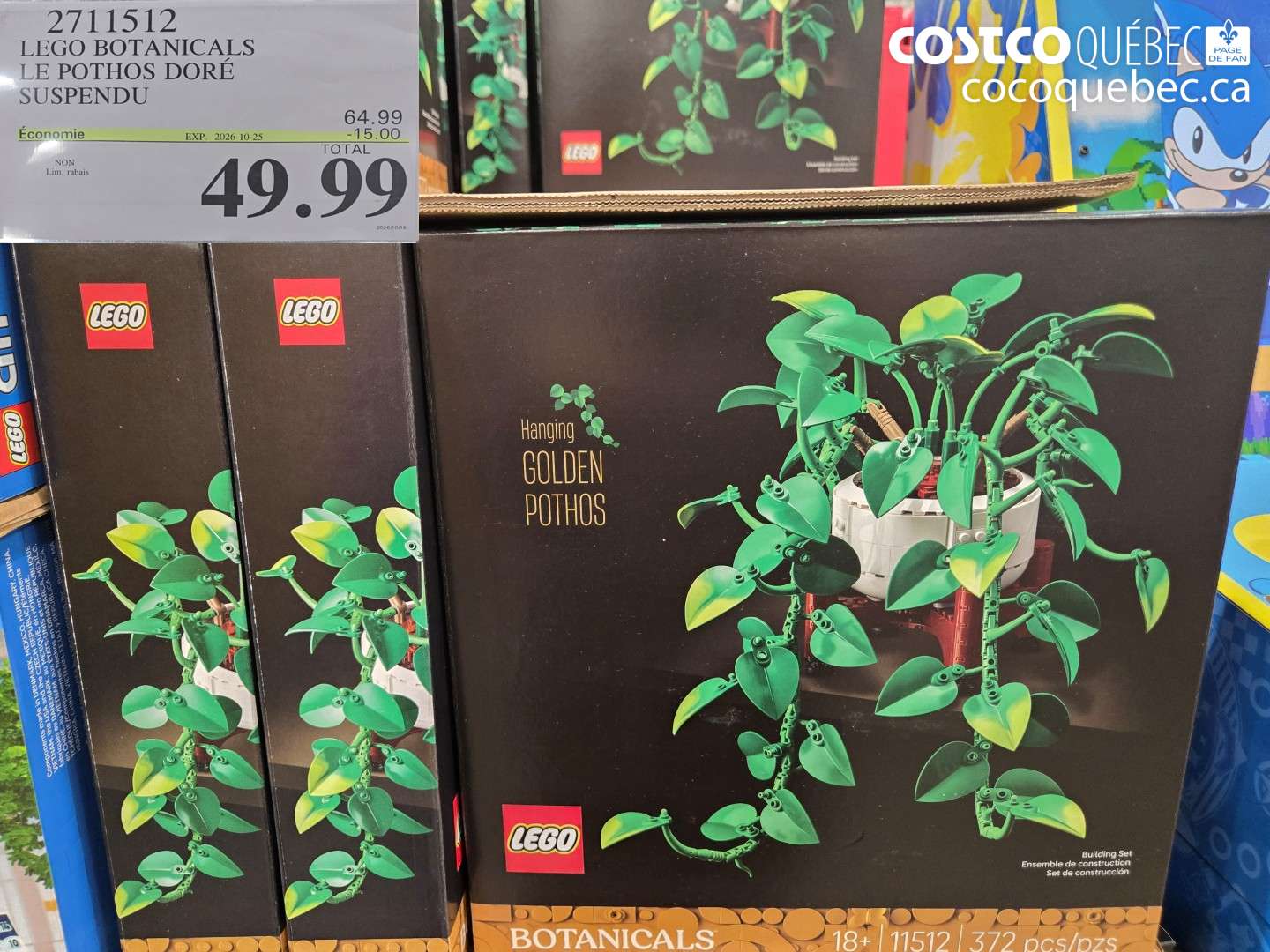 2711512 LEGO BOTANICALS LE POTHOS DORÉ SUSPENDU ($15.00 INSTANT SAVINGS EXPIRES ON 2026-10-25) $49.99