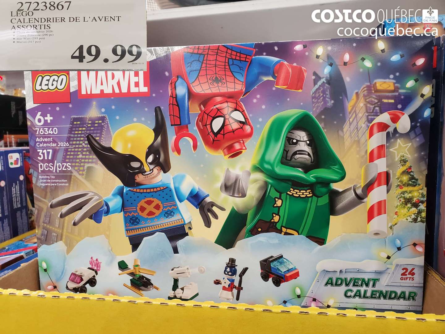 2723867 LEGO CALENDRIER DE L'AVENT ASSORTIS $49.99
