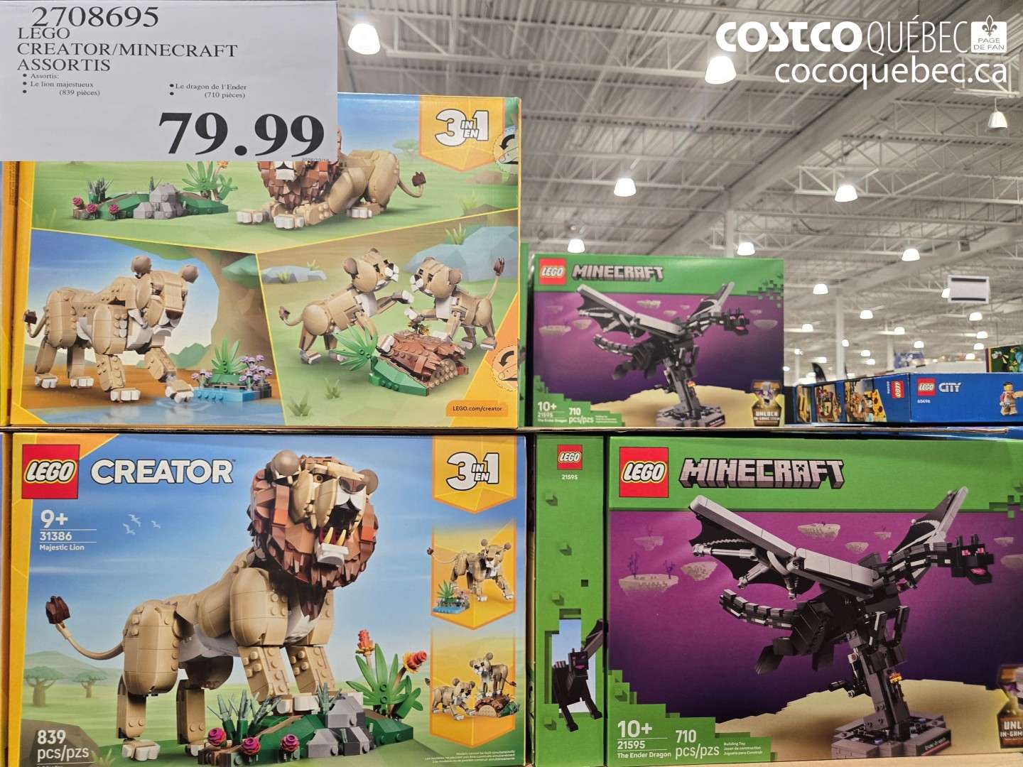 2708695 LEGO CREATOR/MINECRAFT ASSORTIS $79.99