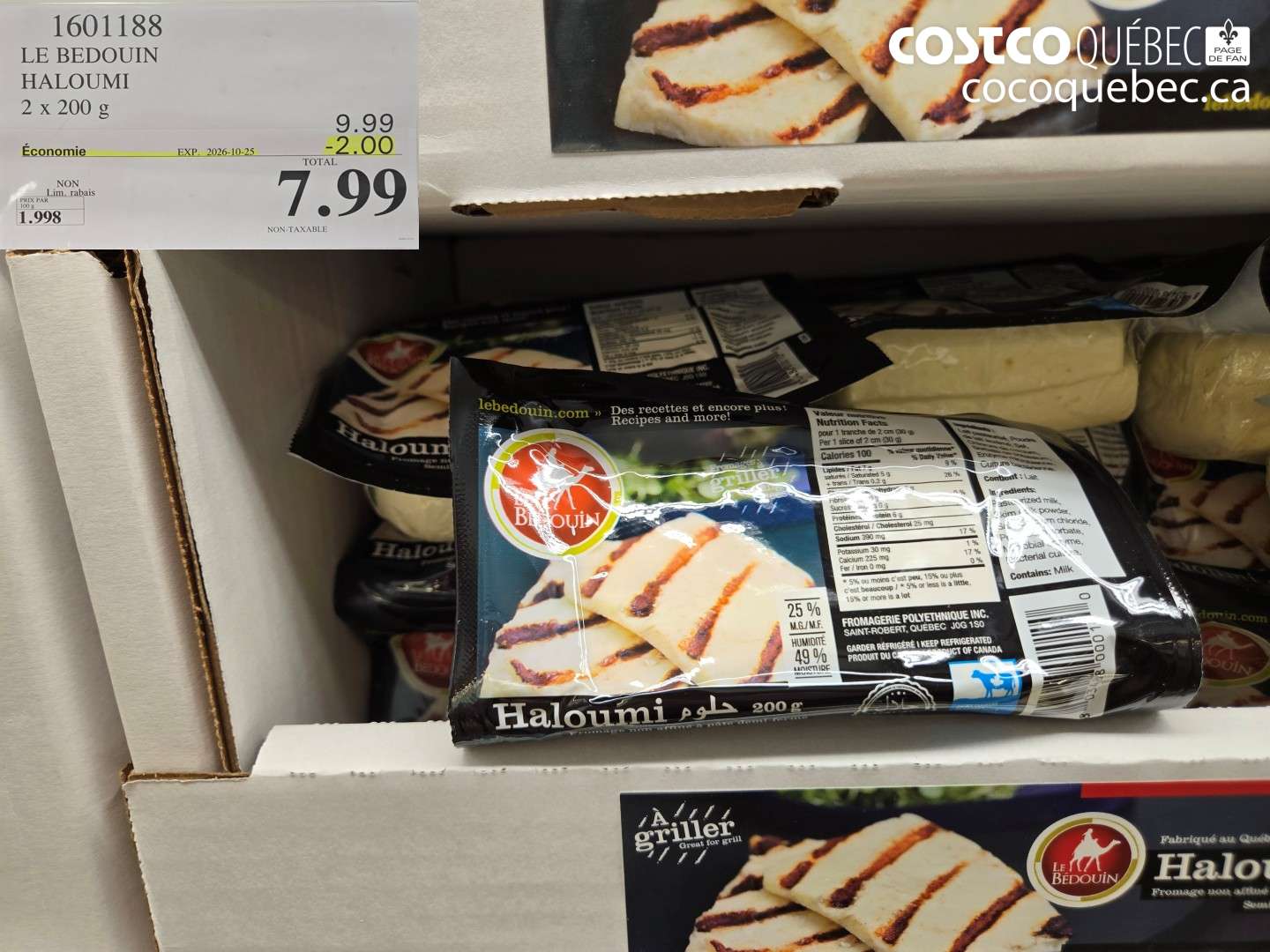 1601188 LE BEDOUIN HALOUMI 2 X 200 G ($2.00 INSTANT SAVINGS EXPIRES ON 2026-10-25) $7.99