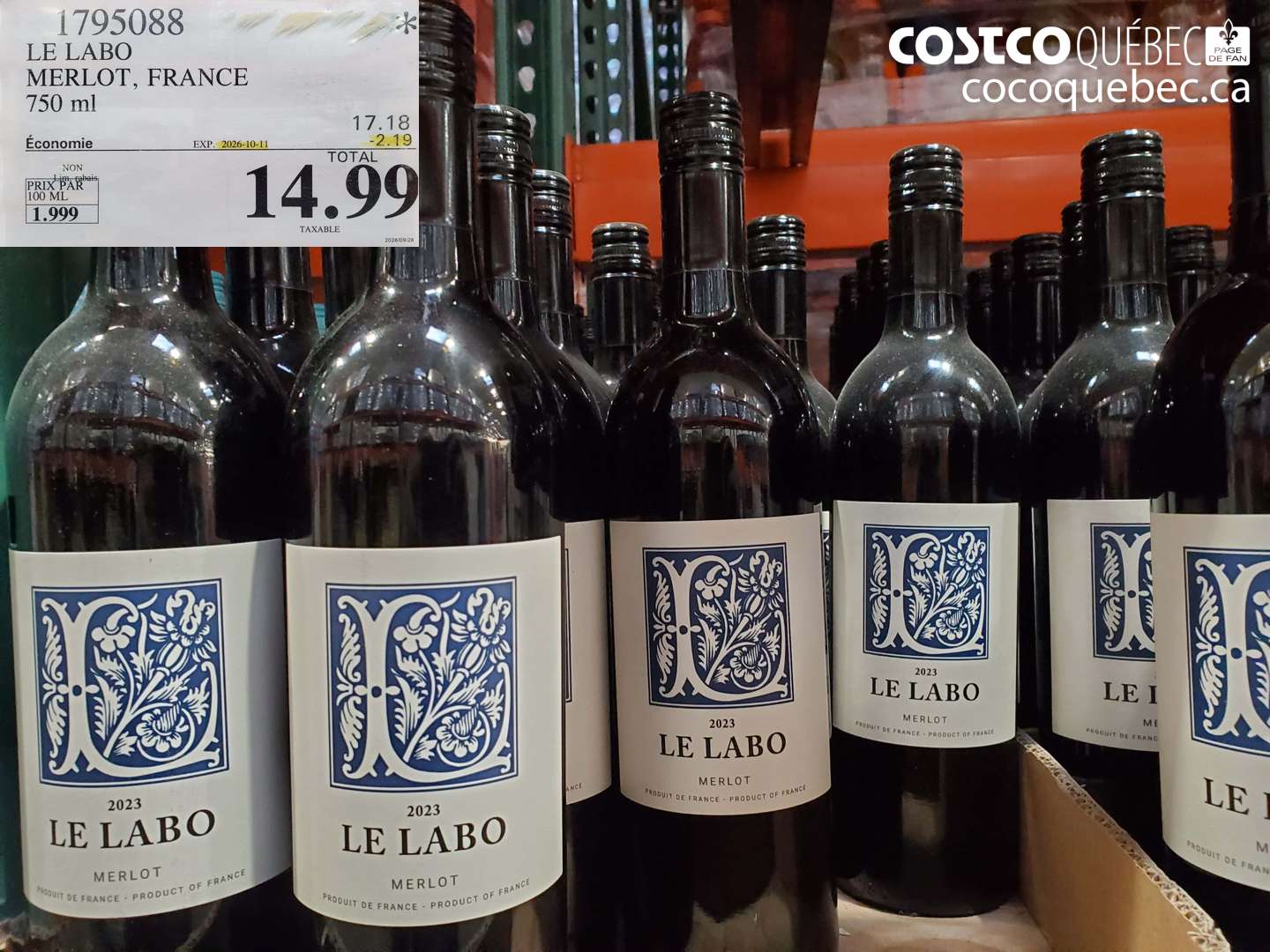 1795088 LE LABO MERLOT, FRANCE ($2.19 INSTANT SAVINGS EXPIRES ON 2026-10-11) $14.99
